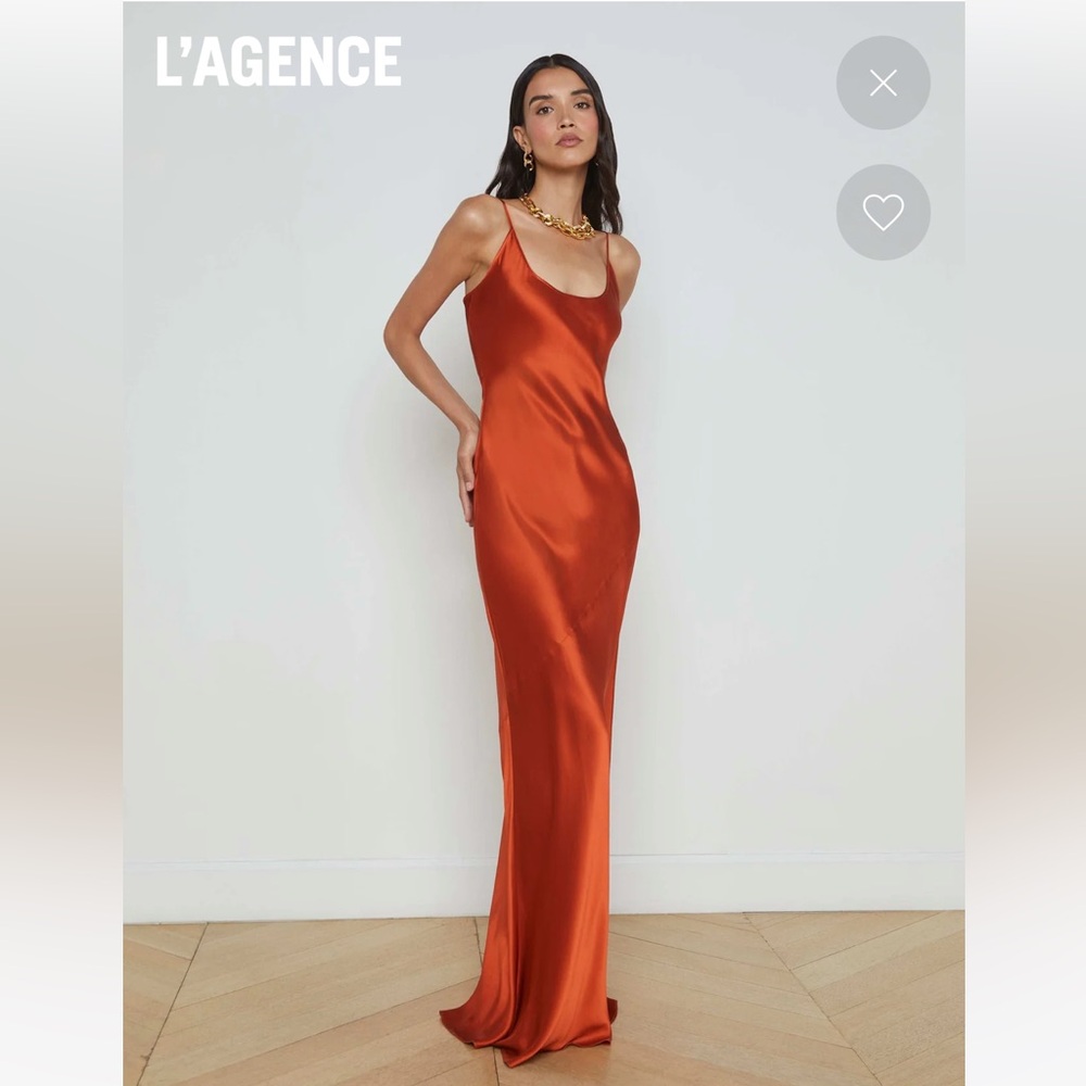L'AGENCE Vibrant Orange Satin Dress